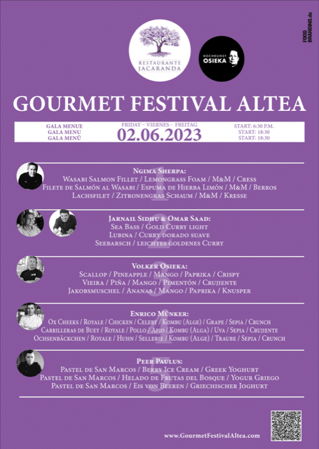 Menükarte 2.6.23 Gourmetfestival Altea